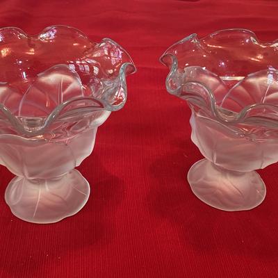 Vintage Viking Crystal Cabbage Leaf Bowls Set of 2 #1