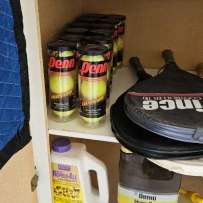 Tennis balls and racquets