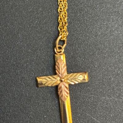 10k Black Hills Gold Cross Pendant Necklace by Coleman