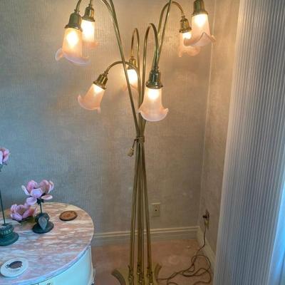 Vintage brass tulips floor lamp