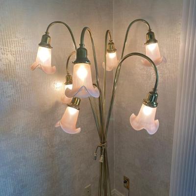 Vintage brass tulips floor lamp