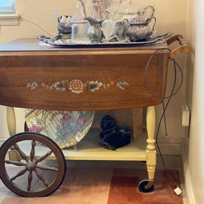 Vintage hand painted drink cart