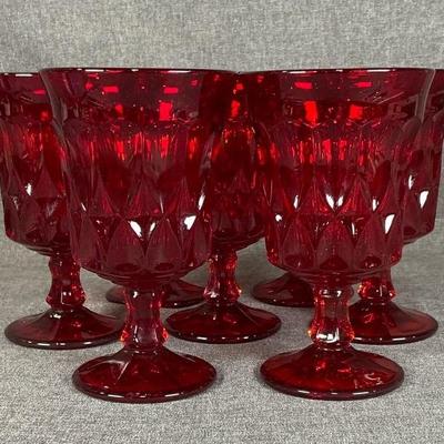 Vintage Noritake Perspectives Ruby Red Goblets Set Of 7