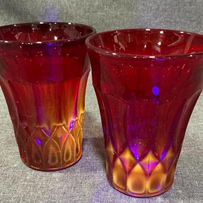 Vintage Ruby Red Noritake Perspective Water Tumblers (2)