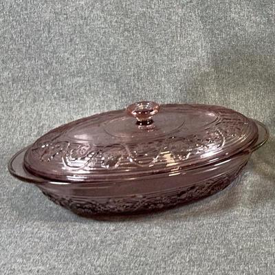 Anchor Hocking 2Qt Oval Purple Glass Casserole With Lid