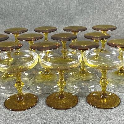 Vintage MCM Yellow Ombre Champagne Glasses #2