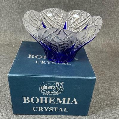 Caesar Crystal Bohemiae Frost Medium Lemon Cup in Cobalt 
