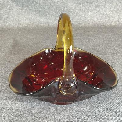 Vintage Indiana Tiara Glass Amberina Basket