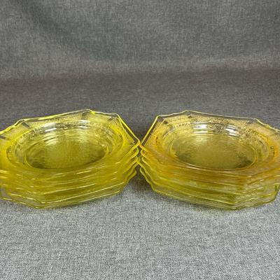 Vintage Yellow Depression Glass Dessert Plates (10)