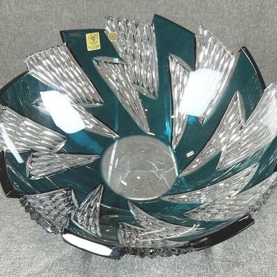 Caesar Crystal Bohemiae STORM Extra Large Berry Bowl In Azure