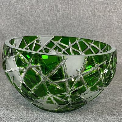 Caesar Crystal Bohemiae Mars Large Pear Bowl In Emerald 