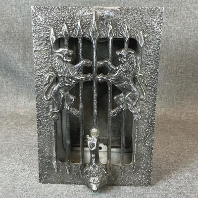 Vintage Speakeasy Style Door Knocker Peephole Featuring Lion Heraldry #2