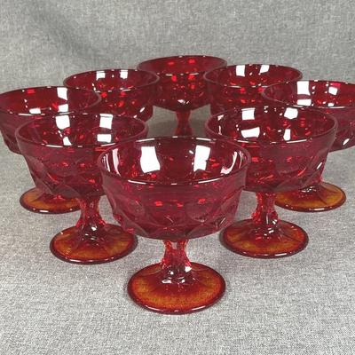 Set Of 8 Vintage Noritake Perspective Ruby Red Footed Sherbet Cups