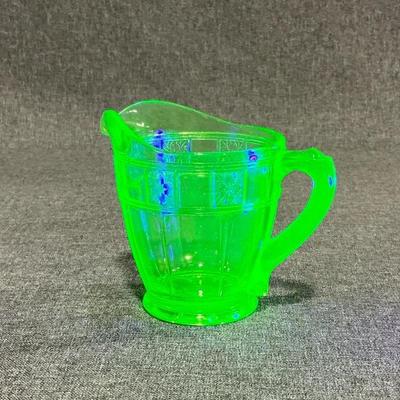 Green Uranium Depression Glass Creamer
