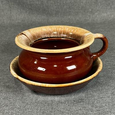 Vintage McCoy Brown Stoneware Soup Mug And Saucer