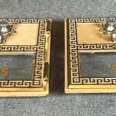 Two Vintage Mailbox Doors With Combination Locks Made By Keyless Lock Co Dated 1957