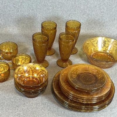 Vintage Tiara Indiana Glass In Amber