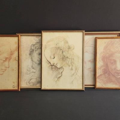 Set of 5 Framed Italian Art! - Renaissance Style Portraits
