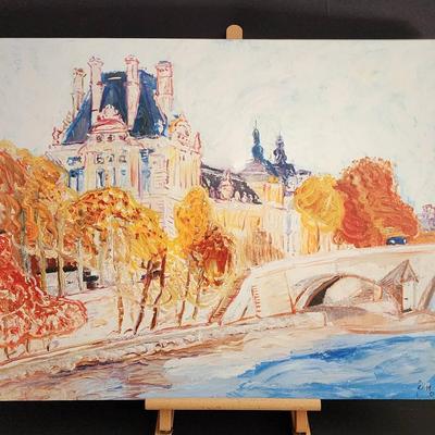 "Parisian View" Oil Painting by Jean-Baptiste Oh, Signed & Dated 2002 