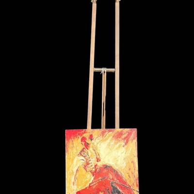 Ornate Brass Easel & Dramatic Matador Artwork