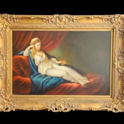 Classic Elegance with This Stunning Framed Oil Painting - A Romantic Vision!
