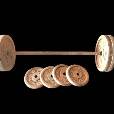 Vintage Cast Iron Barbell Set - Rustic Charm for Your Home Gym or Collection!