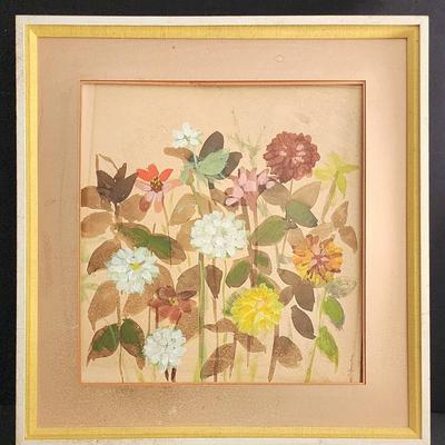 Framed Watercolor Floral by Mary Carolyn Jutson, Signed Original
