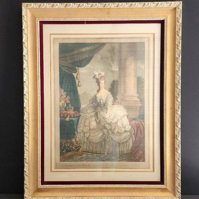 HUGE Framed Marie Antoinette Print - "Reine de France" - Letter of Authenticity!