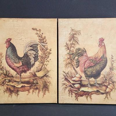 Decorative Rooster Wall Art - Set of 2