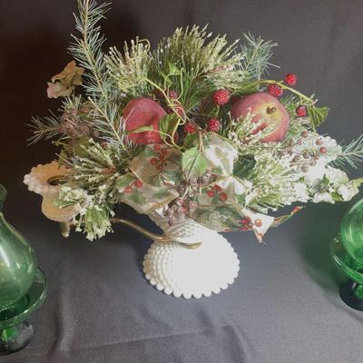 Hobnail Milk Glass Candle Holder 