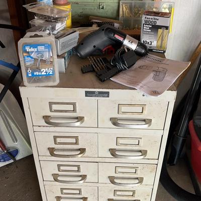 Drawer Metal Cabinet And Tools 