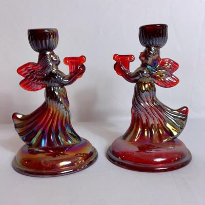 Carnival Glass Candle Holders