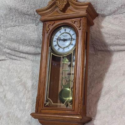 Ornate Wooden Hanging Pendulum Clock
