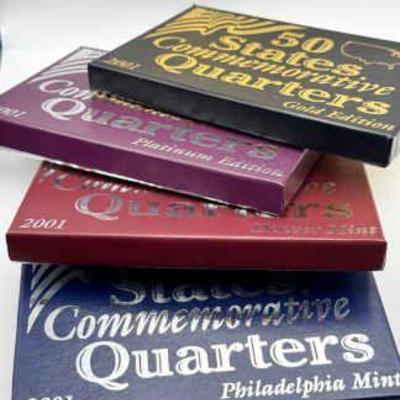 2001 50 States Commemorative Quarters-Denver Mint, Gold, Platinum & Philadelphia

