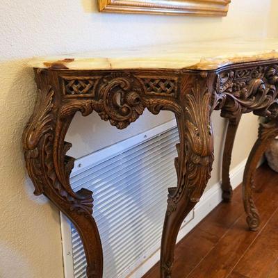 Antique 18th Century French Rococo Hand Carved Console Entry Table
