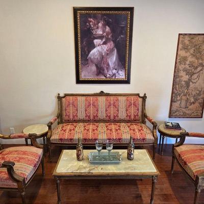Antique 19th century King Louis XVI salon parlor suite set