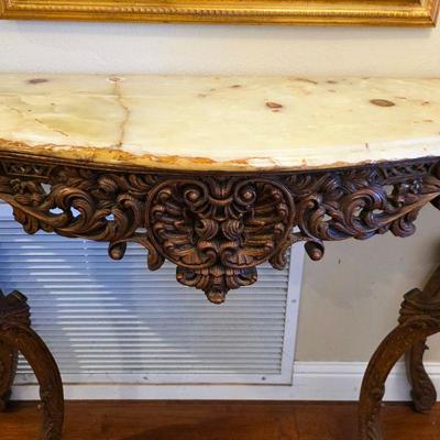 Antique 18th Century French Rococo Hand Carved Console Entry Table