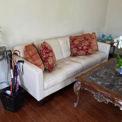 Mid century modern style Italian leather sofa