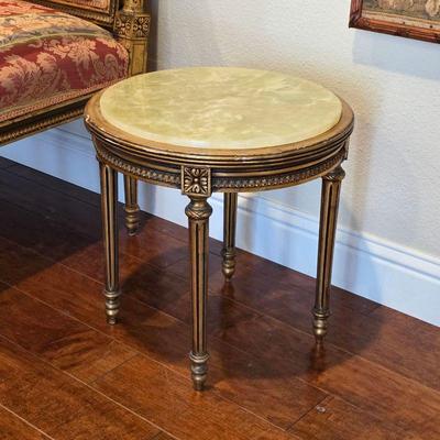 Antique 19th Century French Louis XVI Gilt Wood Stone Top Table Set