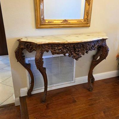 Antique 18th Century French Rococo Hand Carved Console Entry Table