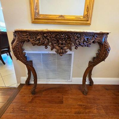 Antique 18th Century French Rococo Hand Carved Console Entry Table