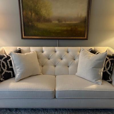 Ethan Allen Shelton Sofa -White Upholstered 