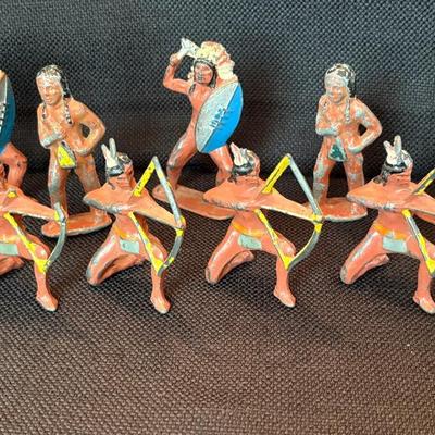 Twelve 3” Vintage Metal Indian Figurines