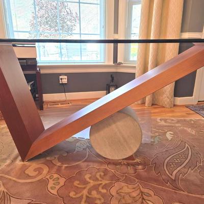 Contemporary Glass & Wood Table From LaDiff 