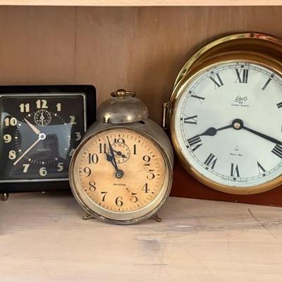 Assortment Of Vintage Clocks-Ships Bell, Seiko, Westclox, Monitor & Ironclad