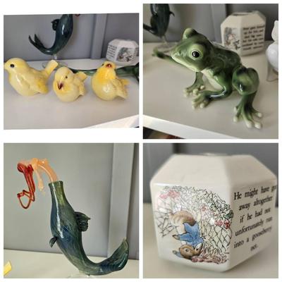 Art Glass Mermaid, Goebel Birds, Franz Frog +