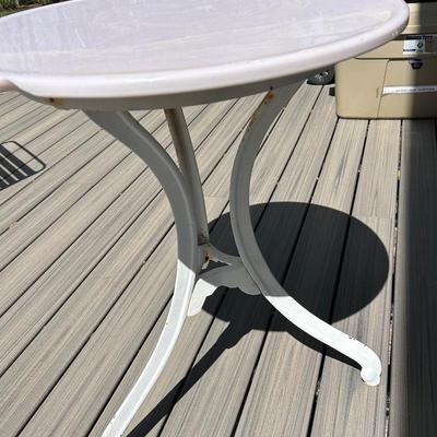 Vintage Cast Iron Ice Cream Parlor Table W/ Marble Top 