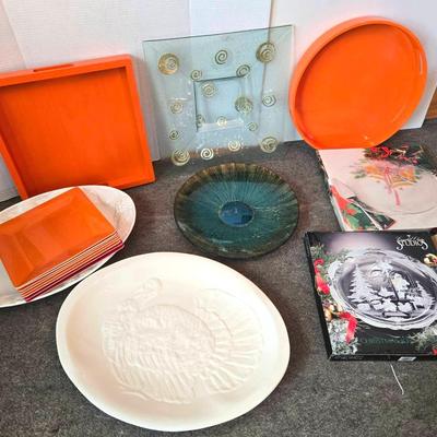 Party Platters, Crate & Barrel, Dansk, Brazil Glass Art