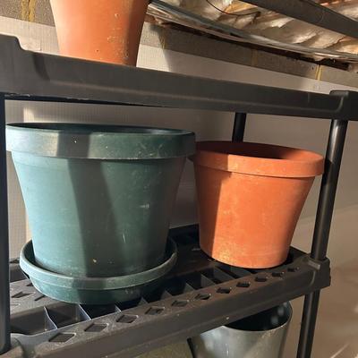 Group Of Large Vinyl Planters With Vinyl Shelves 