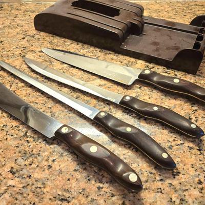 4 Vintage Cutco Chef's Knives & Case